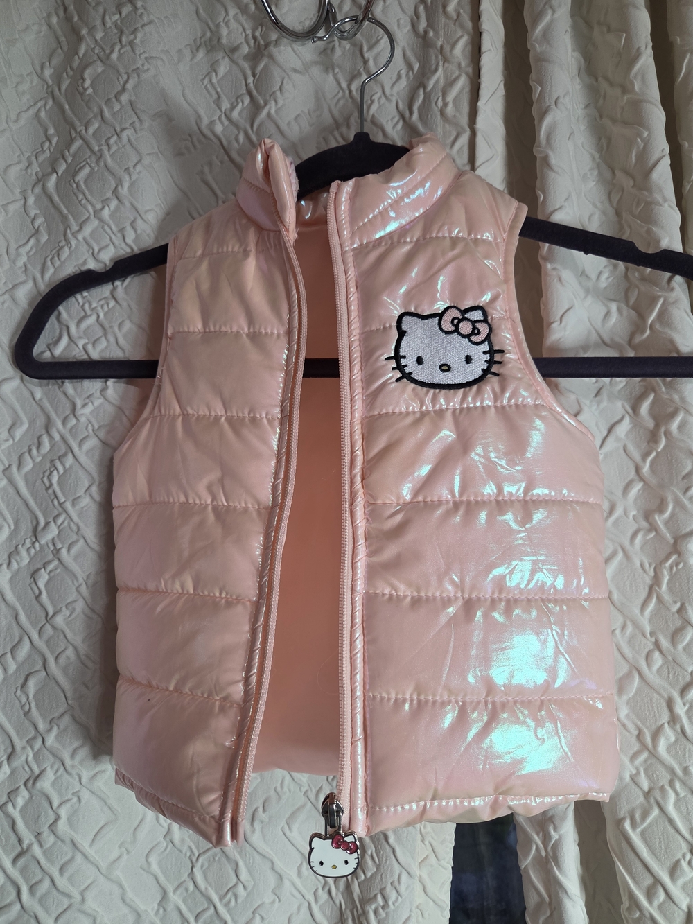 Hello Kitty Shiny Light Pink Quilted Kids Vest